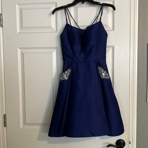 blue hoco dress, size 1 with pockets